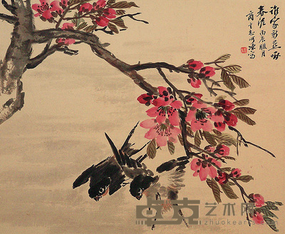 商言志 花鸟 镜心 38×31cm