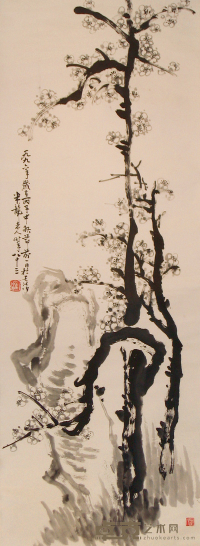 潘渭滨 梅花 立轴 134×49cm