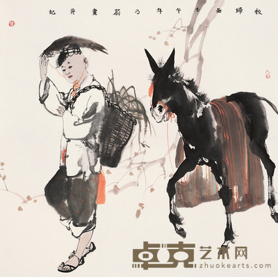 李乃蔚 2002年作 牧归图 镜心 68.5×68.5cm