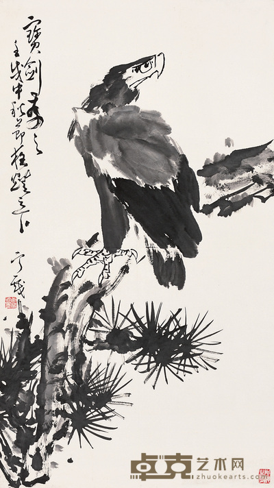 康宁 1982年作 鹰 立轴 101×58cm