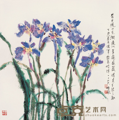 郭怡孮 1997年作 花卉 镜心 67.5×66.5cm