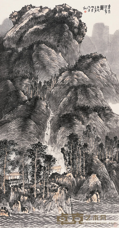 郭明堂 2006年作 重峦深秀图 镜心 138×69cm