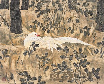 陈运权 1992年作 工笔花鸟 镜心 51.5×64cm