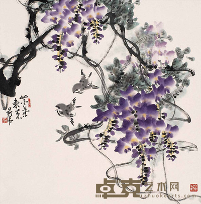 刘冠伟 紫气东来 立轴 68×68cm