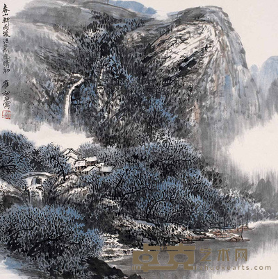 崔松石 春山新雨 镜心 68×68cm