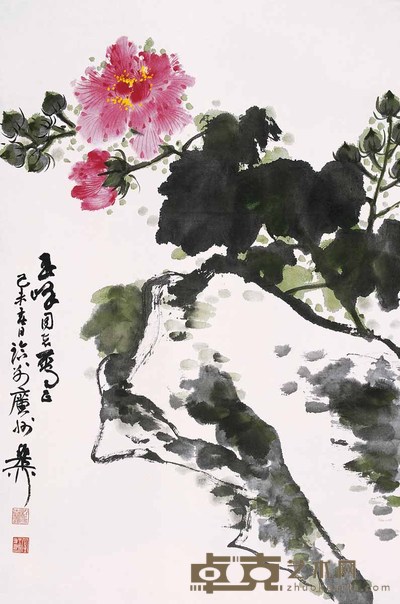 谢稚柳 芙蓉 立轴 66×44cm