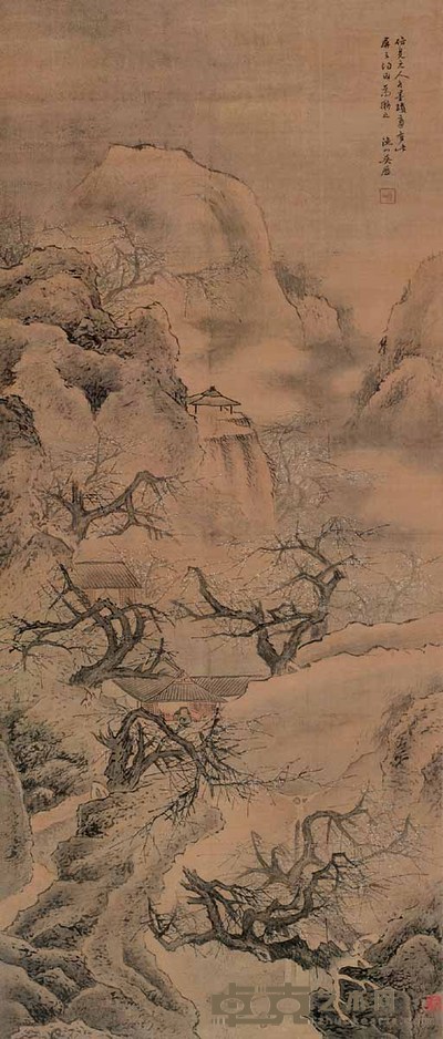 吴历(款) 山水人物 立轴 127×55cm