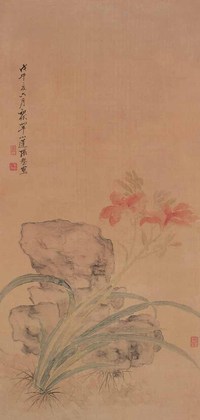 张槃 1918年作 花卉 立轴