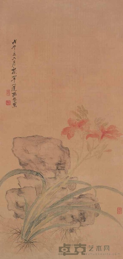 张槃 1918年作 花卉 立轴 77×37cm