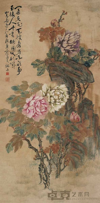 马逸人 花卉 立轴 135×67cm