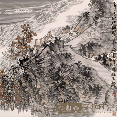 谢冰毅 万里清秋图 镜心 69×69cm