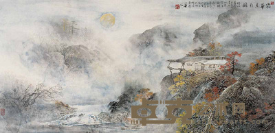 华拓 霜华月彩图 镜心 64×132cm