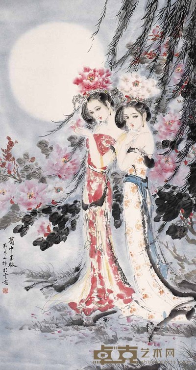 刘静云 葛巾玉版 立轴 175×93cm