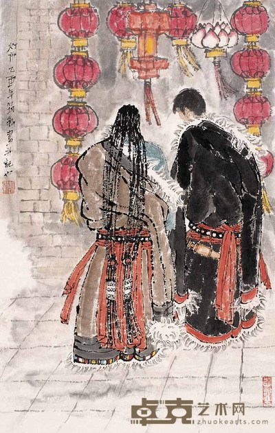 雕筠新 灯市 镜心 69×44cm