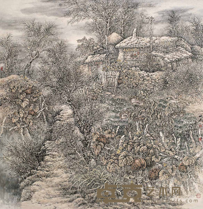 胡田沃 憨憨的老秋 镜心 160×160cm