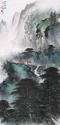 黎雄才 山村春晓 立轴