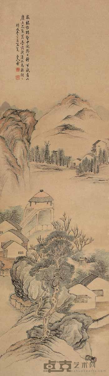 张士保 山水 立轴 153×46cm