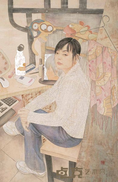 陈露 白毛衣 镜心 101×67cm