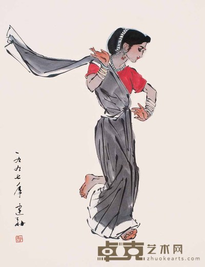 龚建新 舞女 镜心 82×59cm