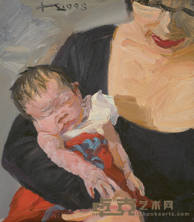 刘小东 1998年作 睡眠与失眠系列·母与子 38×33cm