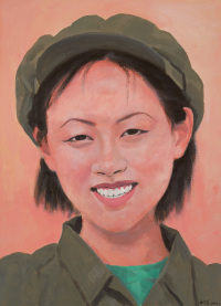 祁志龙 2001年作 戴军帽的少女