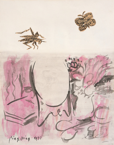 熊秉明 1977年作 蝴蝶·蝗虫·镜子