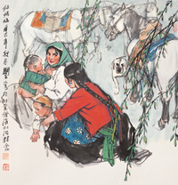 史国良 辛巳（2001年）作 好妈妈 镜心