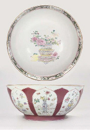 early Qianlong A large famille rose punch bowl