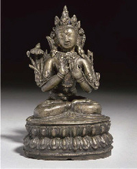 16th/17th Century A Tibetan bronze figure of Vairocana