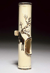 19th Century An ivory and tortoiseshell birdfeeder