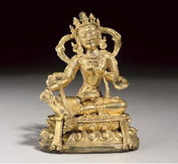 18th century A Sino-Tibetan gilt-bronze figure of Tara