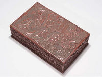 19th century A carved red lacquer rectangular box and cover