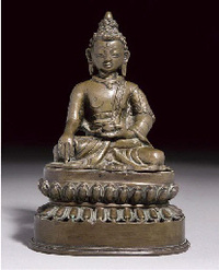 16th/17th Century A Tibetan bronze figure of Shakyamuni