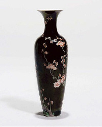 19th Century A famille noire miniature ovoid vase