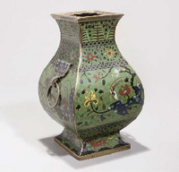 Late Ming Dynasty A Cloisonne square sectioned Hu vase