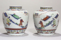 19th Century A pair of wucai baluster jars