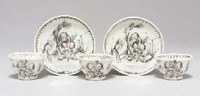 Qianlong A European subject grisaille decorated miniature part tea service