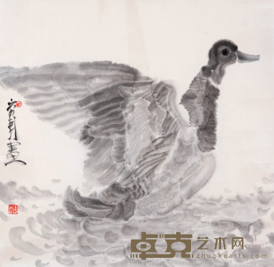 周京新 鸟 镜心 69.5×71cm