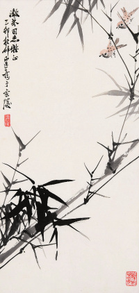 杨建侯 乙卯（1975年）作 竹雀图 镜心