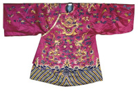 FOUR CHINESE ROBES AND AN APRON SKIRT