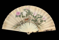 AN IVORY FAN WITH SHIBAYAMA GUARD STICKS