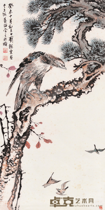 刘海粟 癸未（1943年）作 松鹰 立轴 138×68.8cm