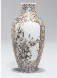 20th century A famille rose millefleurs eggshell vase