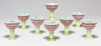 late 19th Century Eight famille rose stem cups