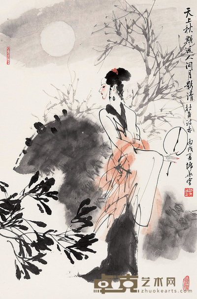 许怀华 丙戌(2006年)作 天上秋期近 镜心 70×46cm