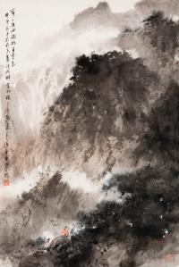 徐善 甲申（2004年）作 山中一夜雨 镜心