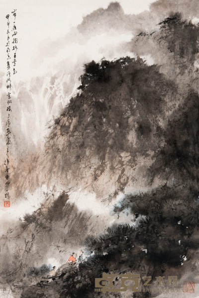 徐善 甲申（2004年）作 山中一夜雨 镜心 66×45.5cm