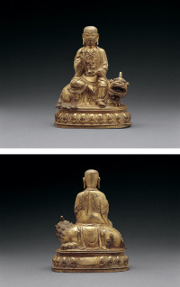明中早期 铜鎏金地藏菩萨骑吼坐像