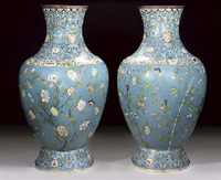 19th century A pair of large cloisonne baluster vases