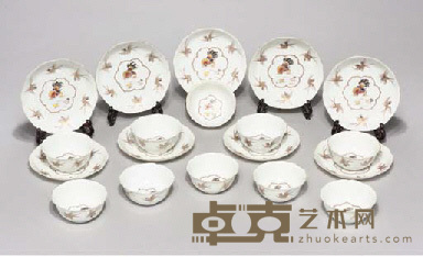 YONGZHENG NINE FAMILLE ROSE TEABOWLS AND SAUCERS 